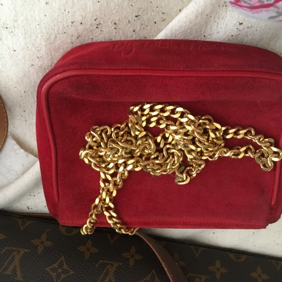 Paloma Picasso red suede sholder bag main image 4